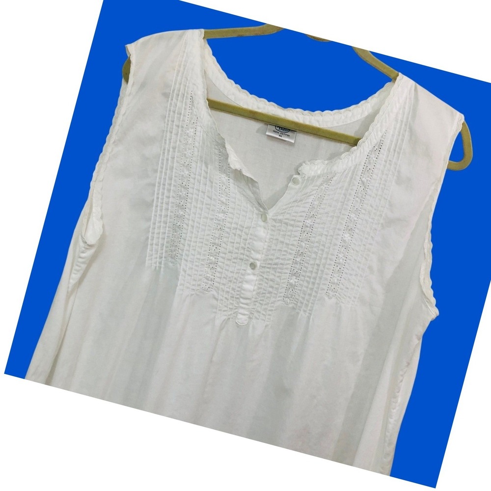 Vintage Thea Opalina Dress Nightgown Pintuck Lace Coquette Heirloom 80s Size XL